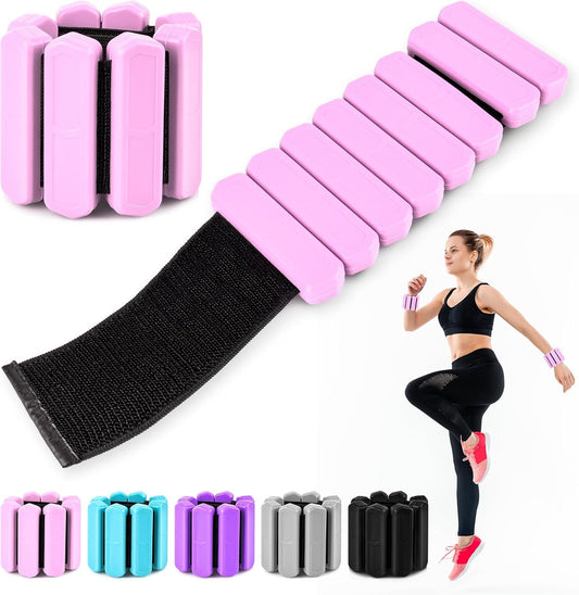 Wrist & Ankle Weights for Women Men, Adjustable Wrist Weighted Bracelet for Home Gym Workout, Walking, Running, Travel, Pilate, Yoga, Exercise,Strength Training. Set of 2 (1Lb Each)